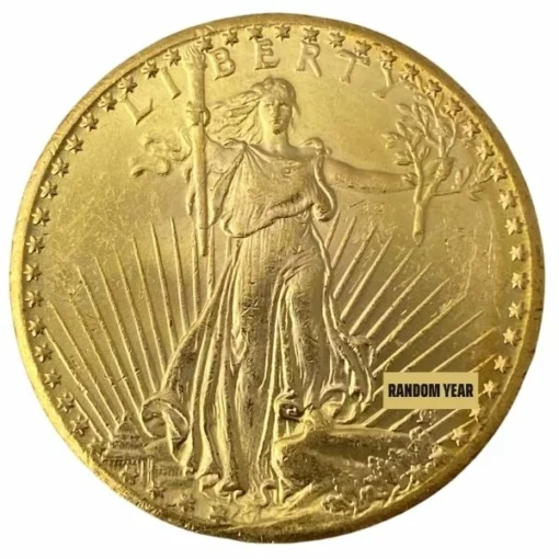 esign and Features The $20 Saint Gaudens Double Eagle Gold Coin features a captivating obverse design depicting Lady Liberty holding a torch and an olive branch, symbolizing enlightenment and peace. The reverse showcases a majestic eagle in flight against a backdrop of the sun, representing the spirit of freedom and strength. Each coin is struck in 90% pure gold, with a total weight of 1.0750 troy ounces. With a diameter of 34 mm, it is larger and heavier than most other gold coins of its time, making it an impressive addition to any collection. Brilliant Uncirculated Condition Our $20 Saint Gaudens Double Eagle Gold Coins are offered in Brilliant Uncirculated (BU) condition, ensuring that each coin is free from wear and retains its original luster. These coins are carefully inspected and graded by our team of experts to guarantee their authenticity and quality. Whether you are a seasoned collector, an investor looking to diversify your portfolio, or simply appreciate the beauty of fine gold coins, the $20 Saint Gaudens Double Eagle Gold Coin is a must-have. Add this iconic piece of American history to your collection today.